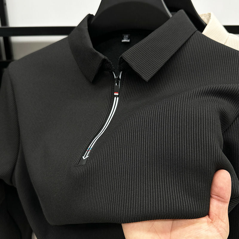 Men's Ethereal Realm Zipper Polo T-Shirt Stylish Casual Wear